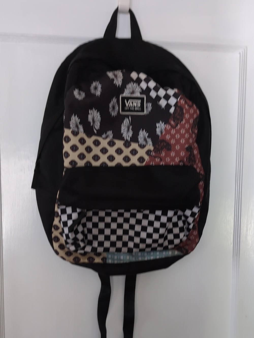 Vans Patchwork Checkerboard Backpack - Black, Brown, Cream